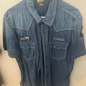 Arizona Jean Company Blue Casual Button Down Shirt
